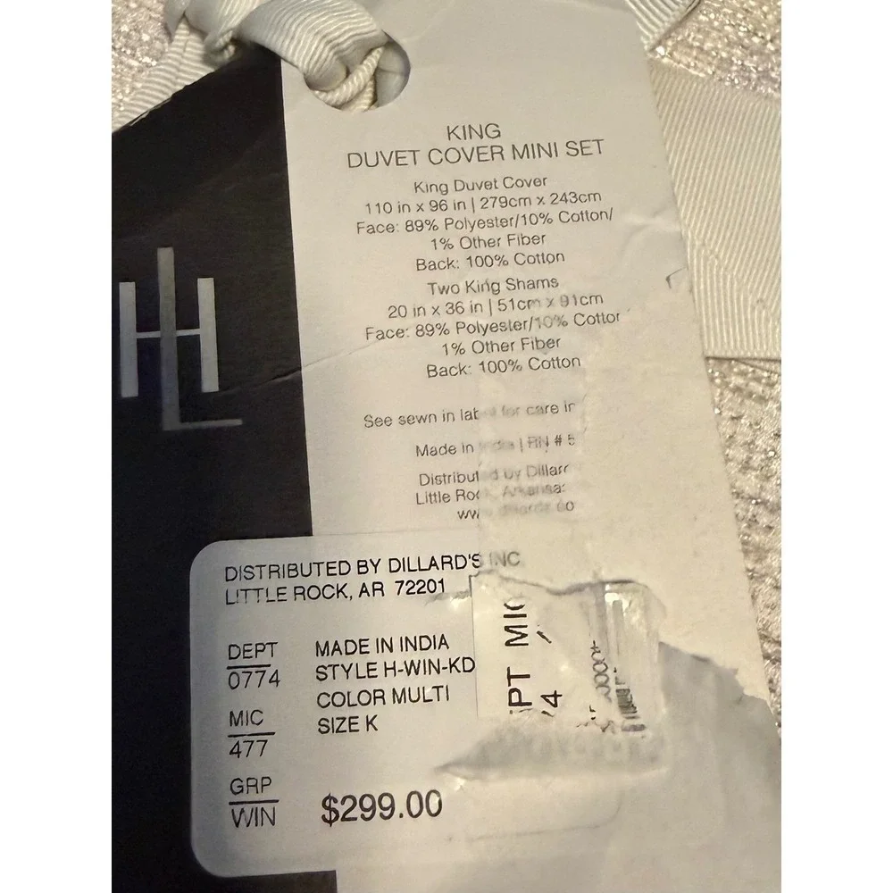 Luxury Windsor King Duvet Cover‎ Silver White NWT Textured 3pc Set 2 King Shams